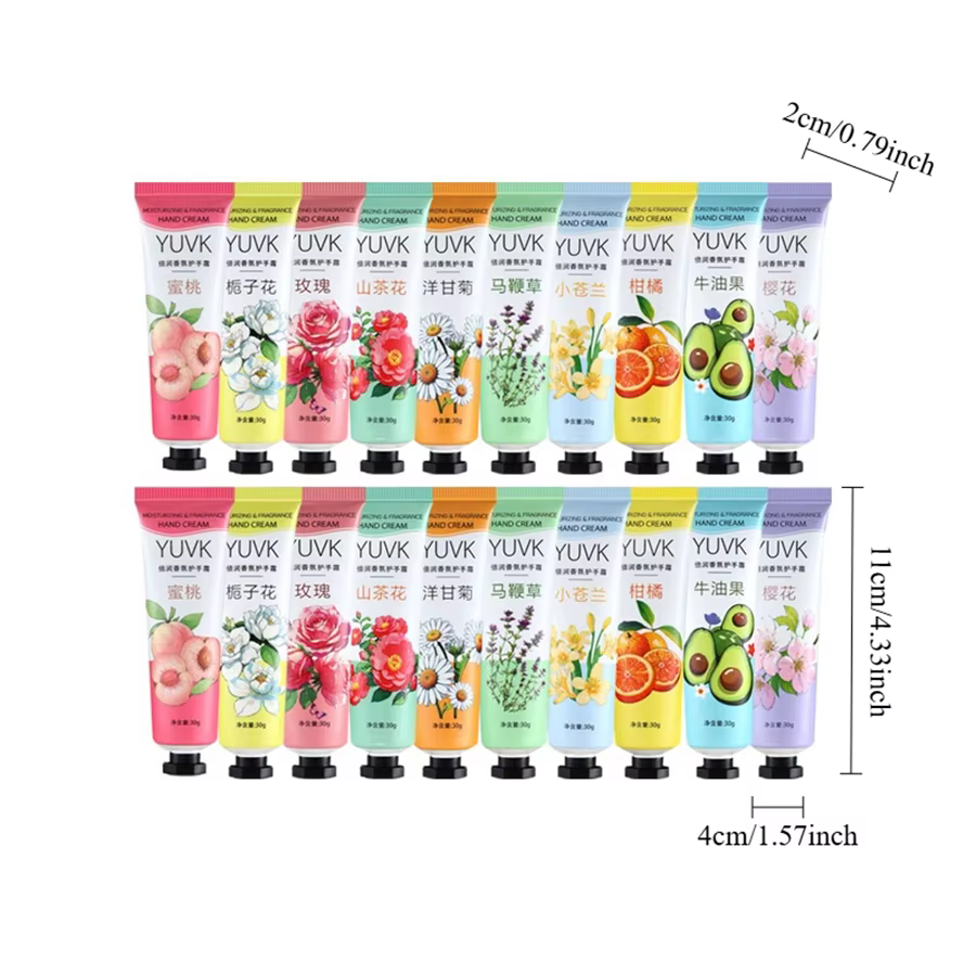20PCS Crème pour les mains aux fleurs de fruits