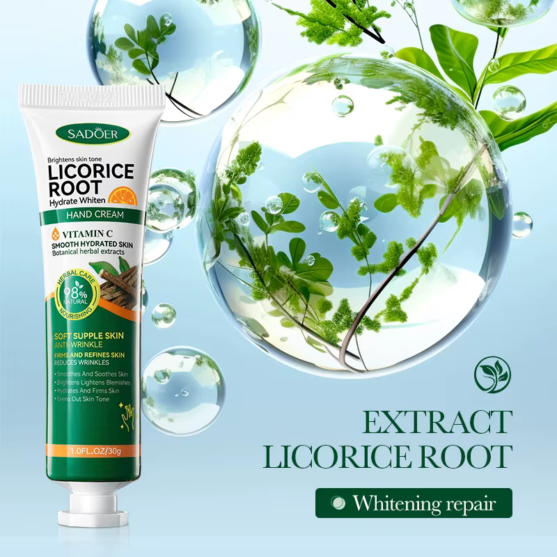1/2 pièces SADOER vitamine C réglisse crème pour les mains hydratant nourrissant éclaircissant
