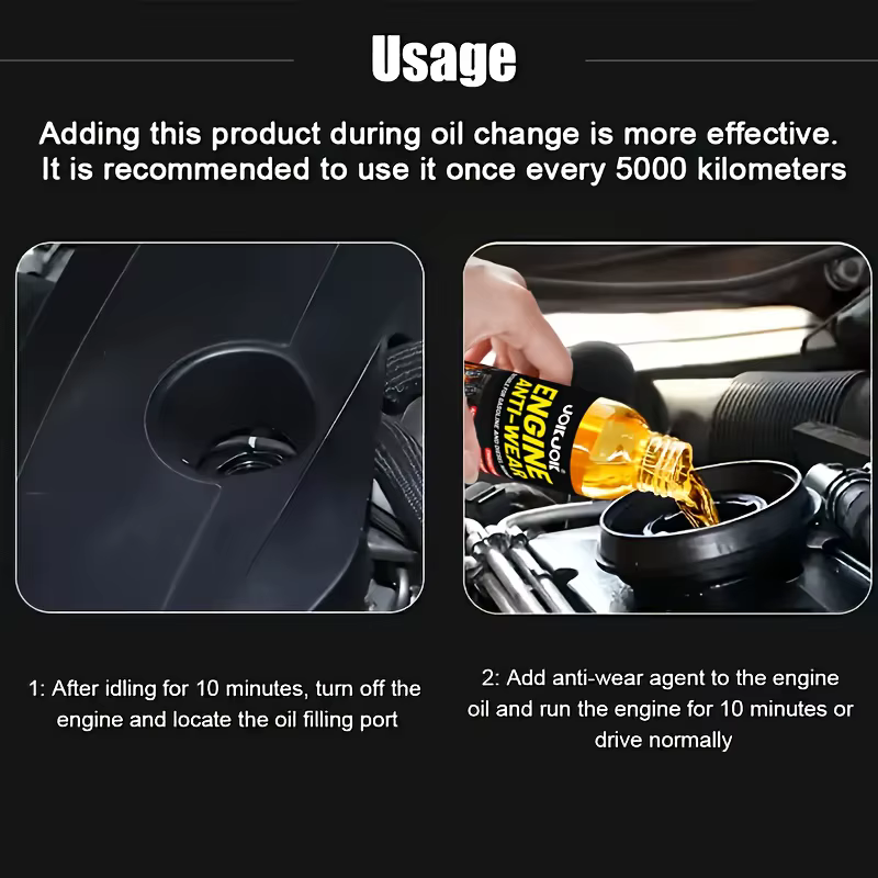 Additif d'huile de protection contre l'usure du moteur et de réduction du bruit, formule à action rapide, anti-friction, scellage des fissures, aucun outil nécessaire, camion de voiture