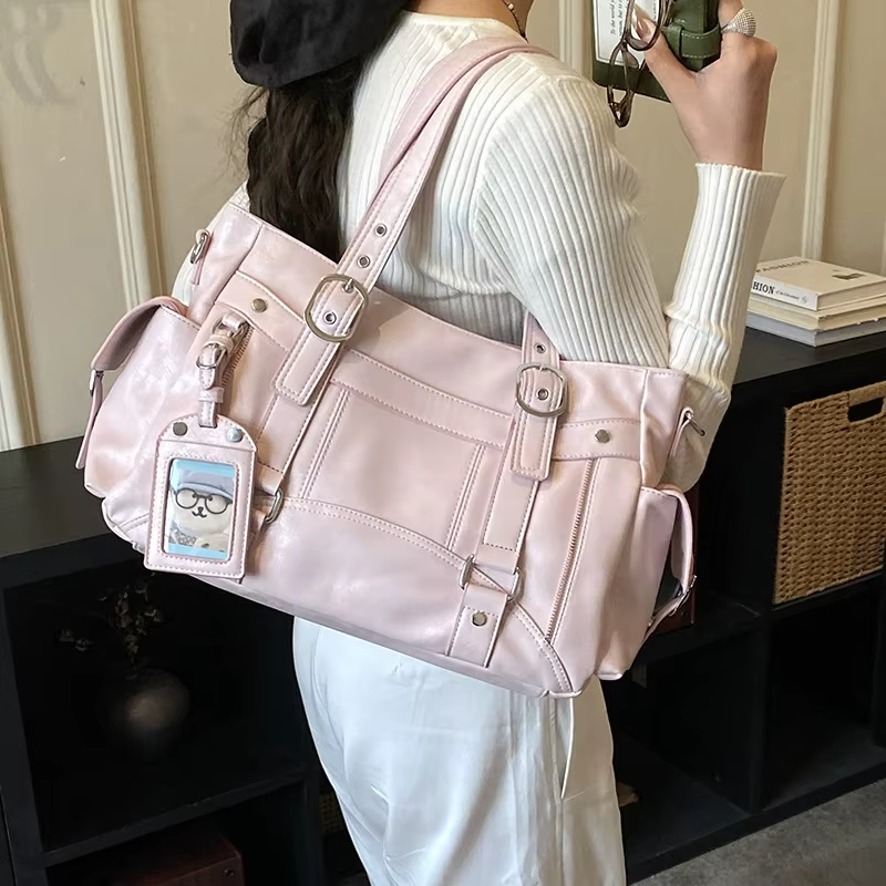 Sac fourre-tout grande capacité, style tendance doux et cool, nouvelle mode 2026, sac à main polyvalent, sac à bandoulière simple pour les trajets quotidiens