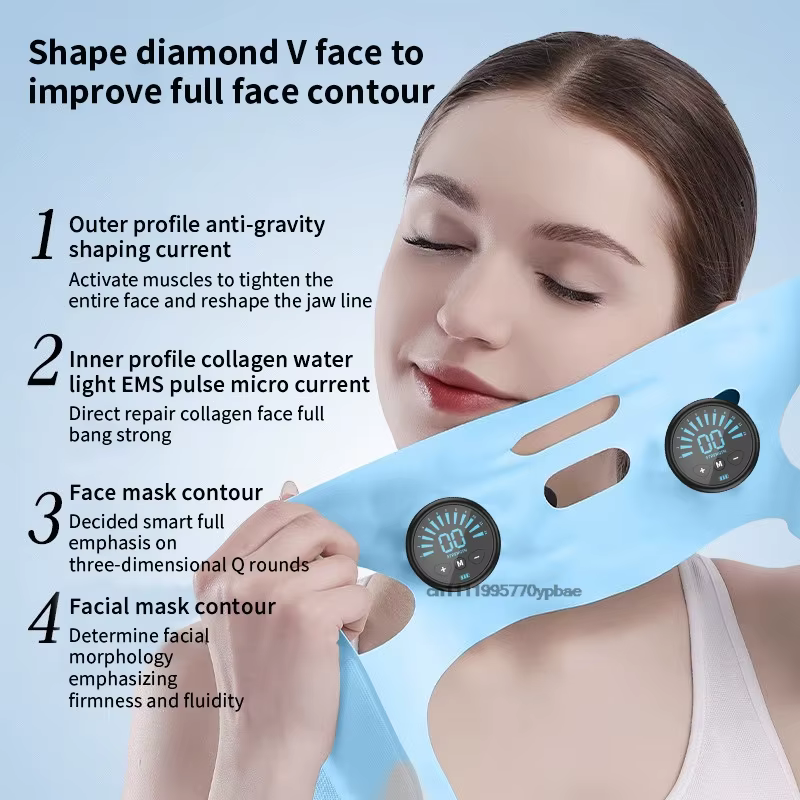 Appareil professionnel amincissant pour le visage avec micro-courant EMS - Masseur de contourment de la mâchoire pour