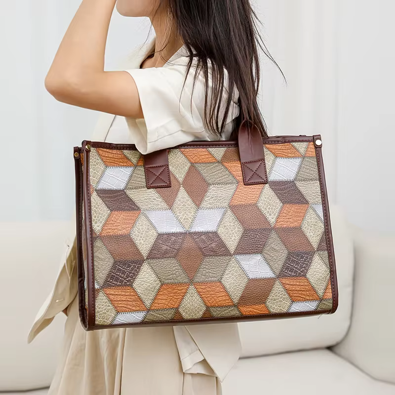 Sacs à Main de Grande Capacité en Cuir Souple pour Femme, Sac à Bandoulière Amorcé, Fourre-Tout Rétro, Cartable de Luxe, E27