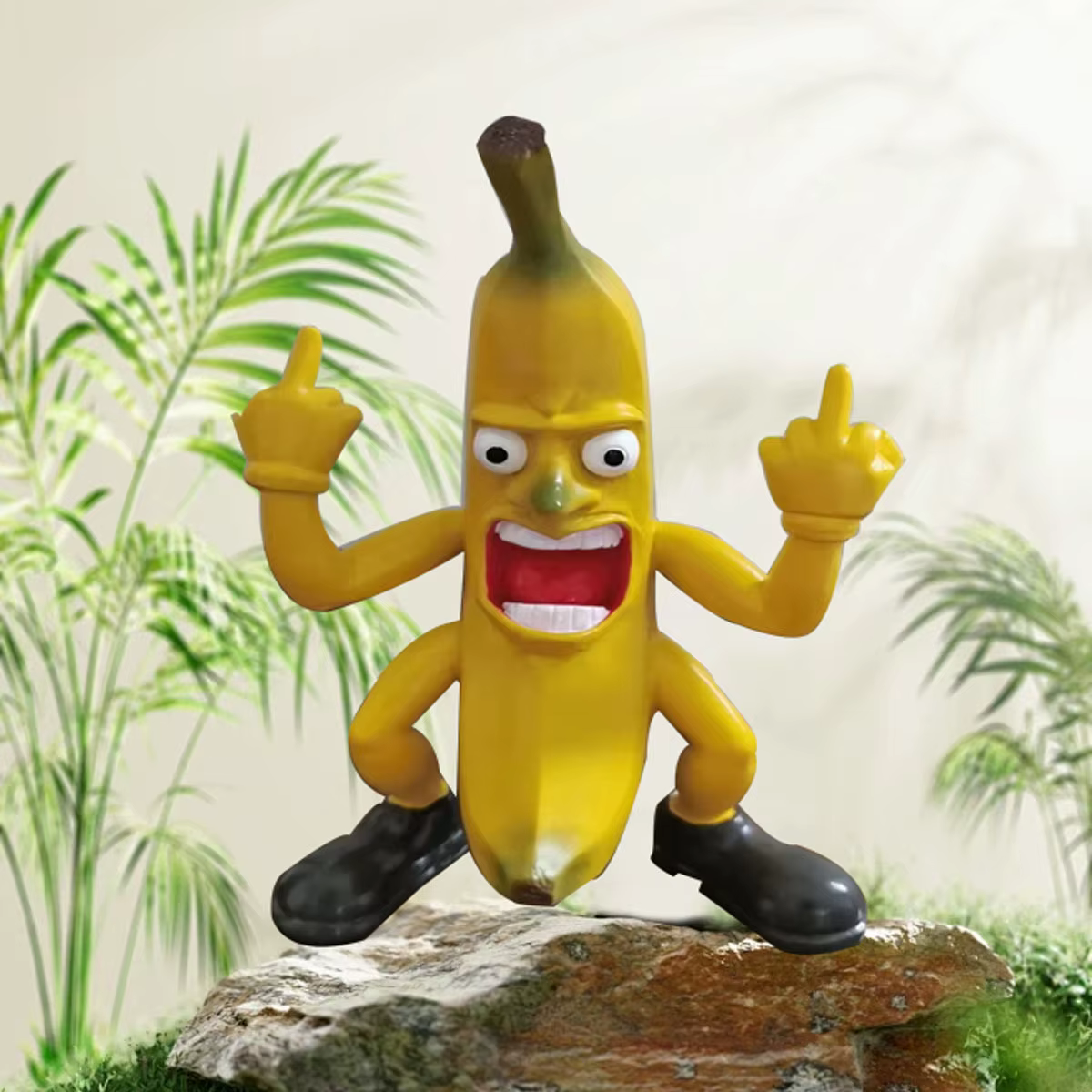 Statue de homme banane créative et amusante, artisanat en résine, décoration, doigt du milieu, petit cadeau, doigt du milieu