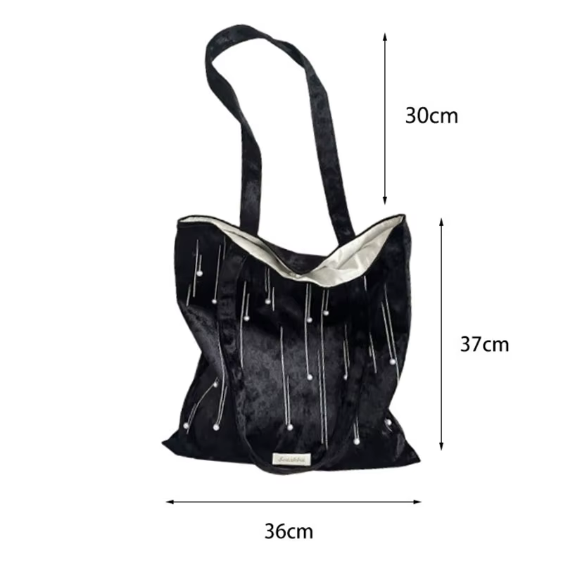 Grand sac fourre-tout en velours pour filles, grand sac à bandoulière réutilisable pour femmes et filles, sacs de beauté pour livres de Shopping, usage quotidien