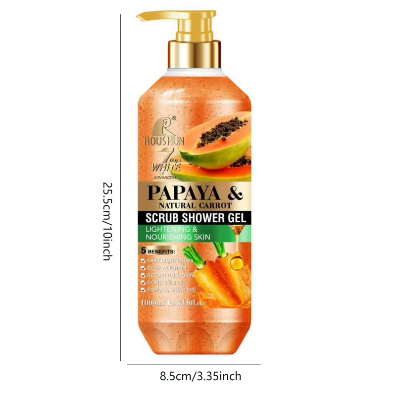 Gel douche exfoliant à la papaye et à la carotte ROUSHUN 1000ML