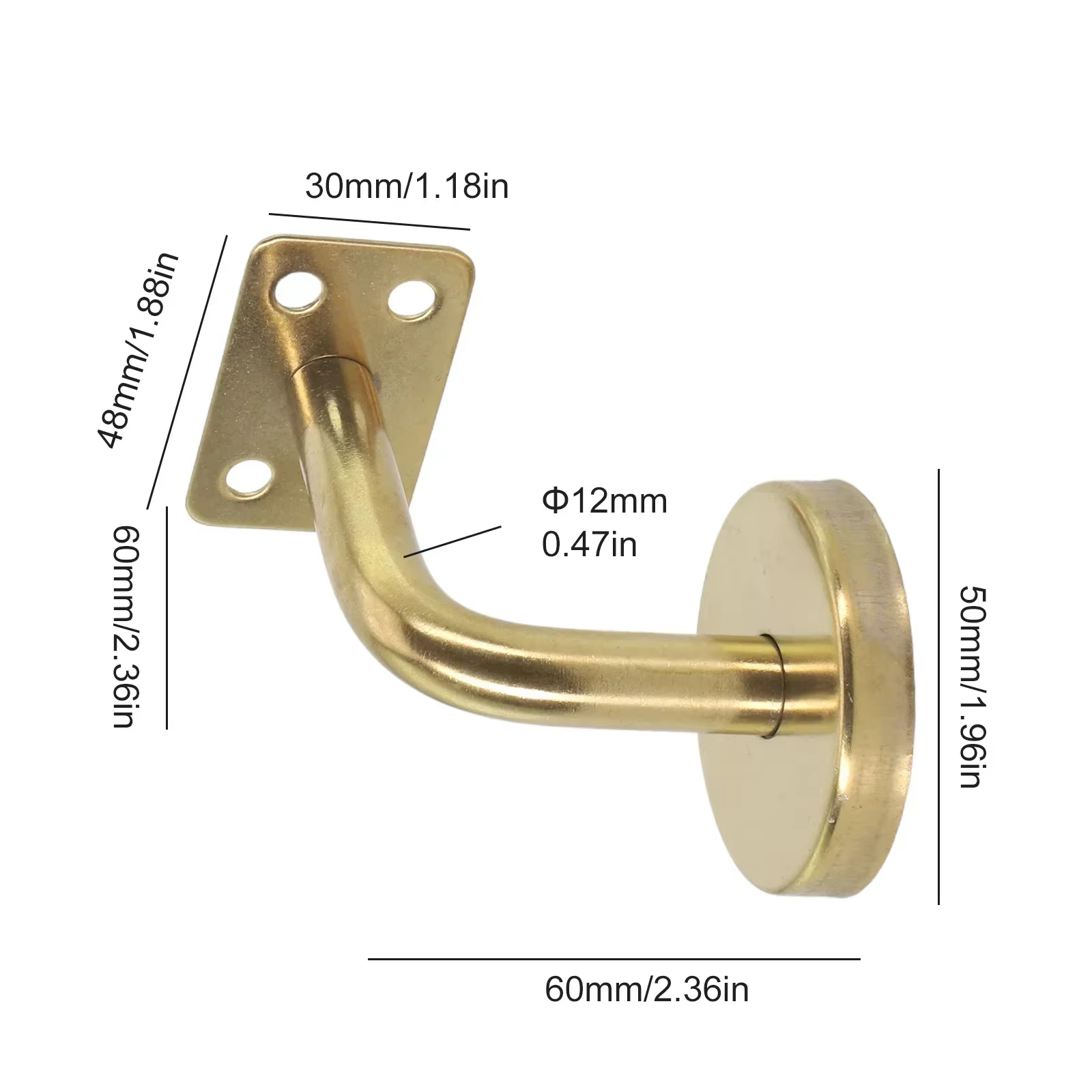 Support de bannister de main courante en acier inoxydable, rail d'escalier, quincaillerie de meubles montés au mur, 60x60mm, 1 pièce
