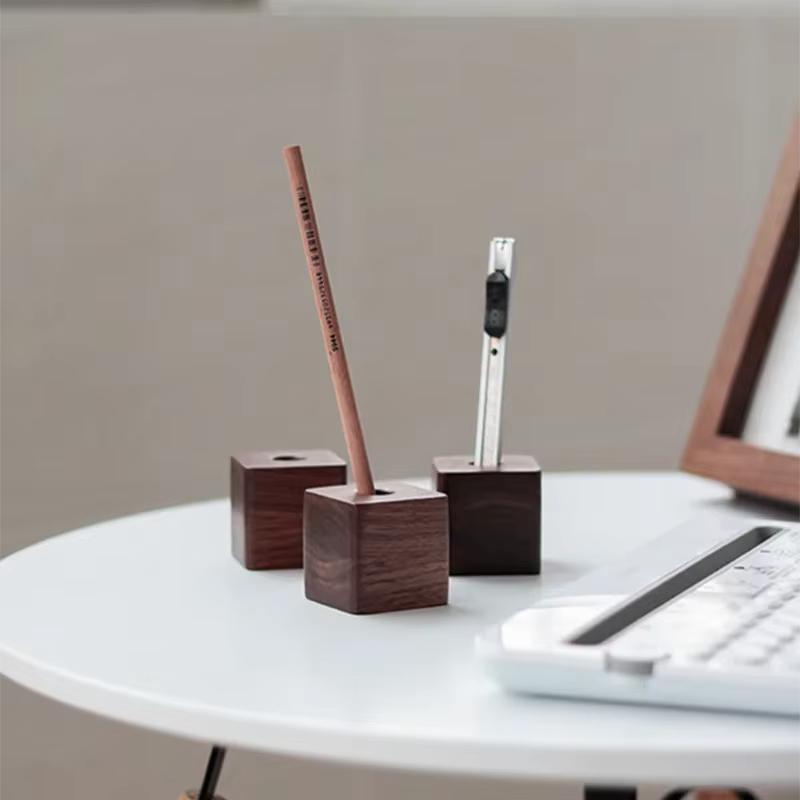 Porte-stylo créatif en bois, ornements de rangement de bureau, ameublement minimaliste, fournitures de bureau, boîte de rangement multifonction