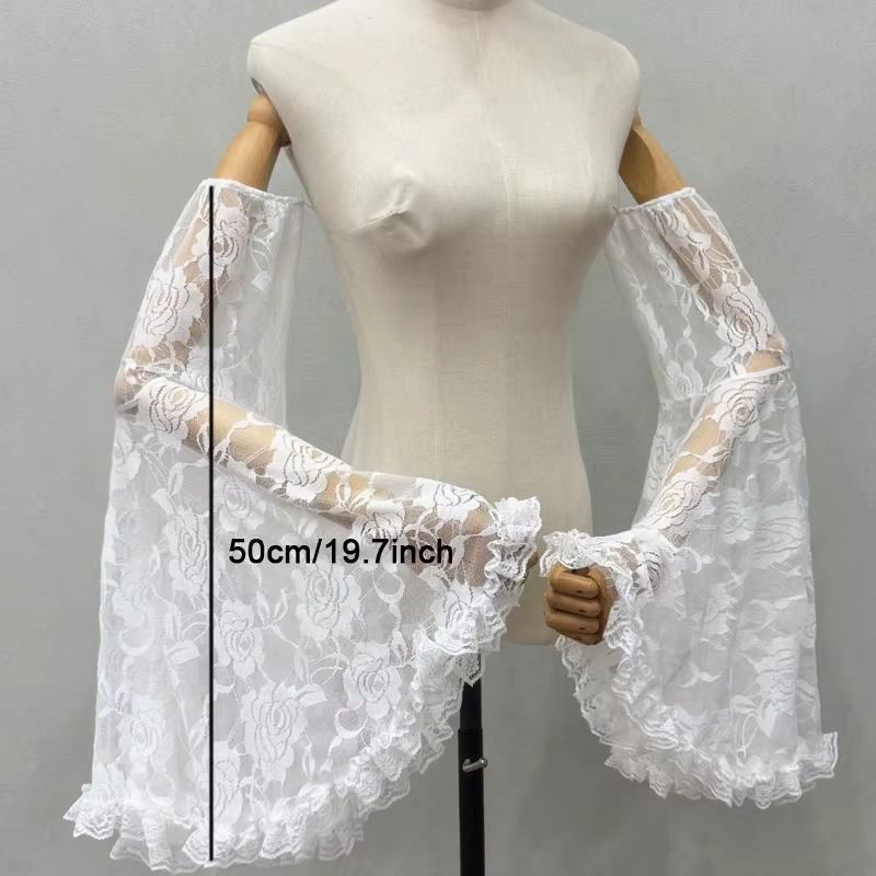 Accessoires de mariée élégants : Gants longs en dentelle pour la décoration des bras, manches bouffantes