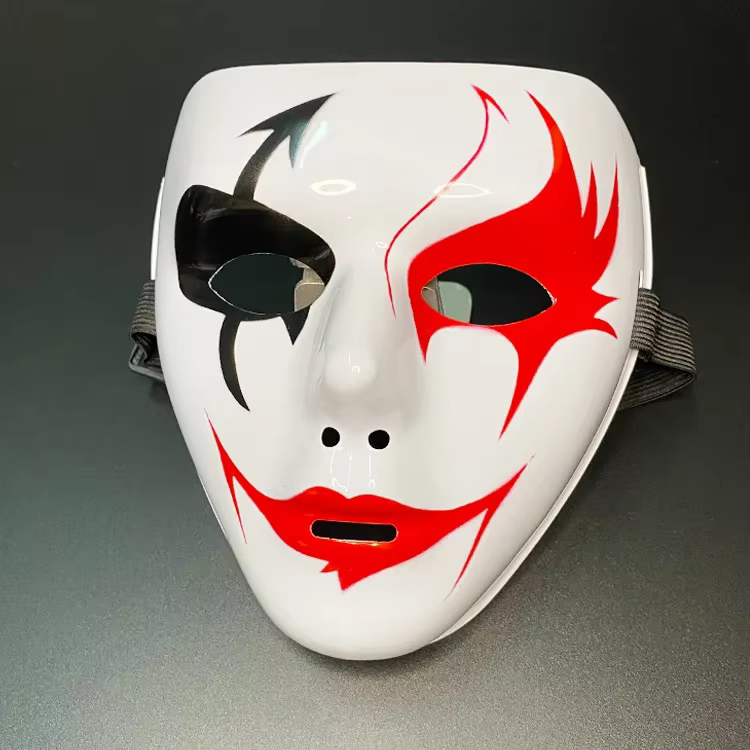 Accessoires d'Halloween Mascarade Performance Masque complet peint à la main Blanc Danse de rue Masque pour les yeux adulte Clown de la mort Noir Or