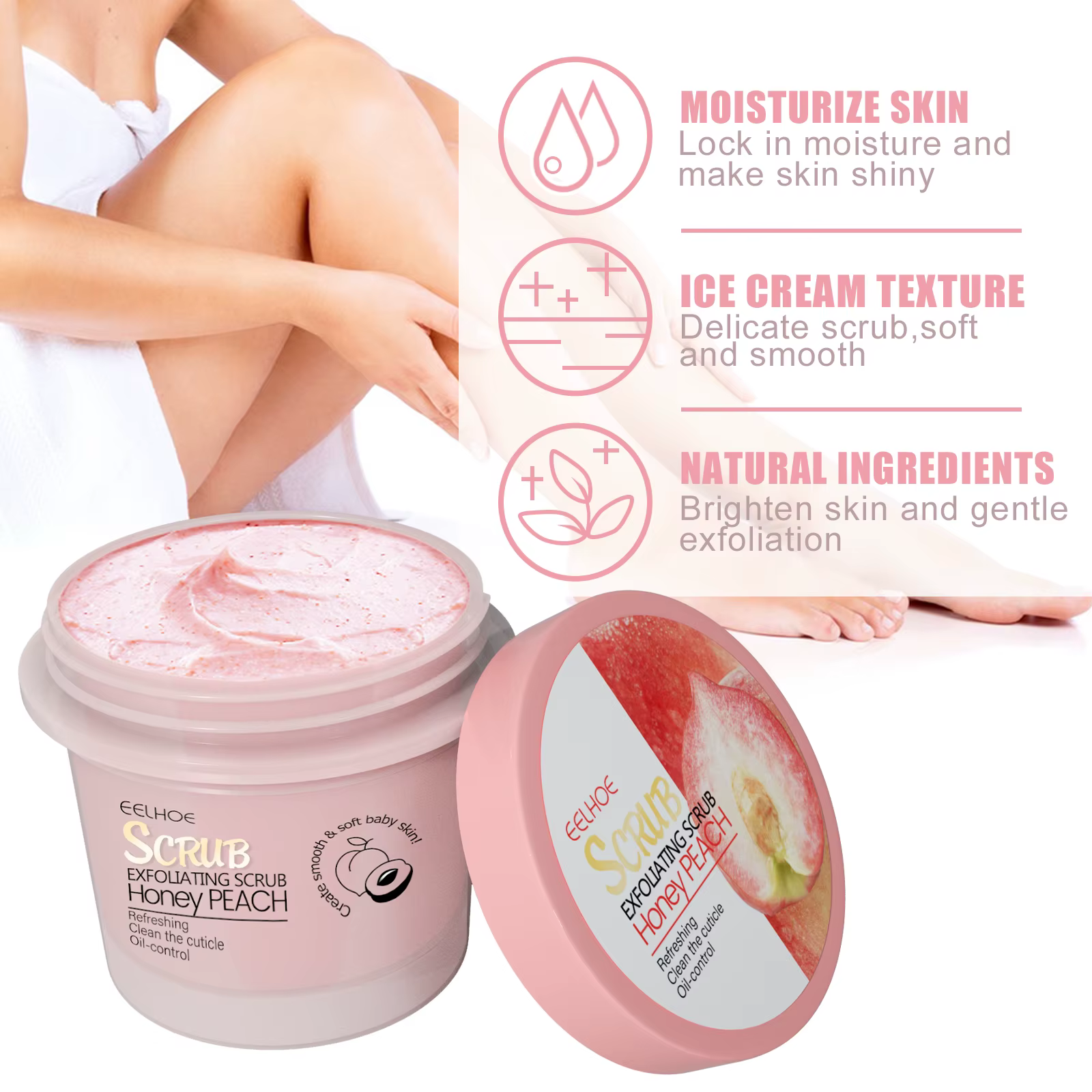 Crème de gommage pour le corps au miel et à la pêche