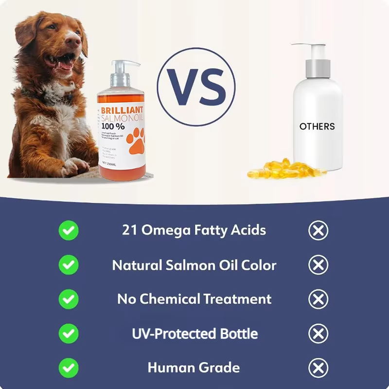 Huile de saumon pour animaux de compagnie 200 ml, 21 acides gras oméga, complément nutritionnel naturel pour chiens et chats