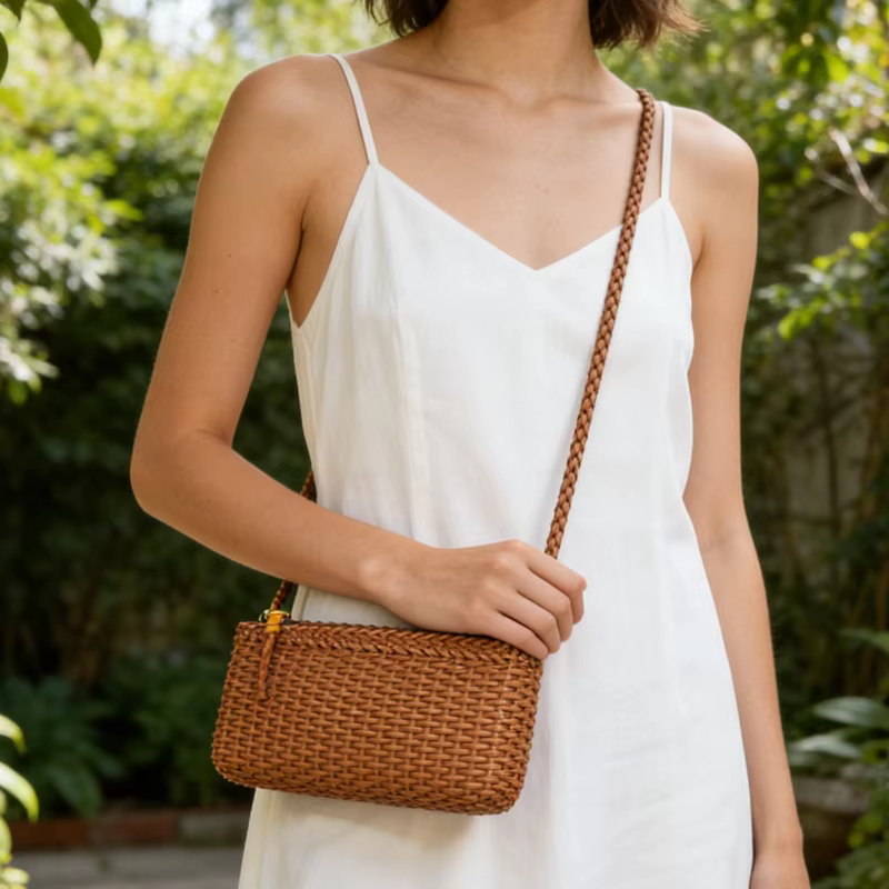 Sacs à main tissés en cuir, pochette en cuir cirhide première couche, petit sac à bandoulière
