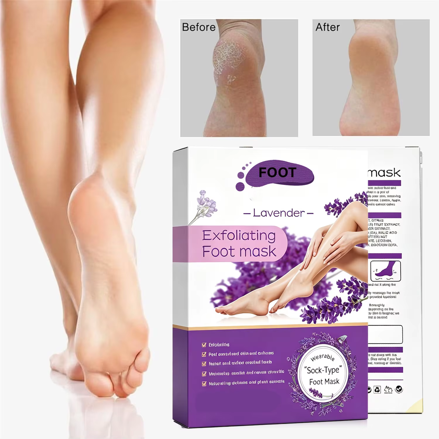 Chaussettes exfoliantes pour les pieds