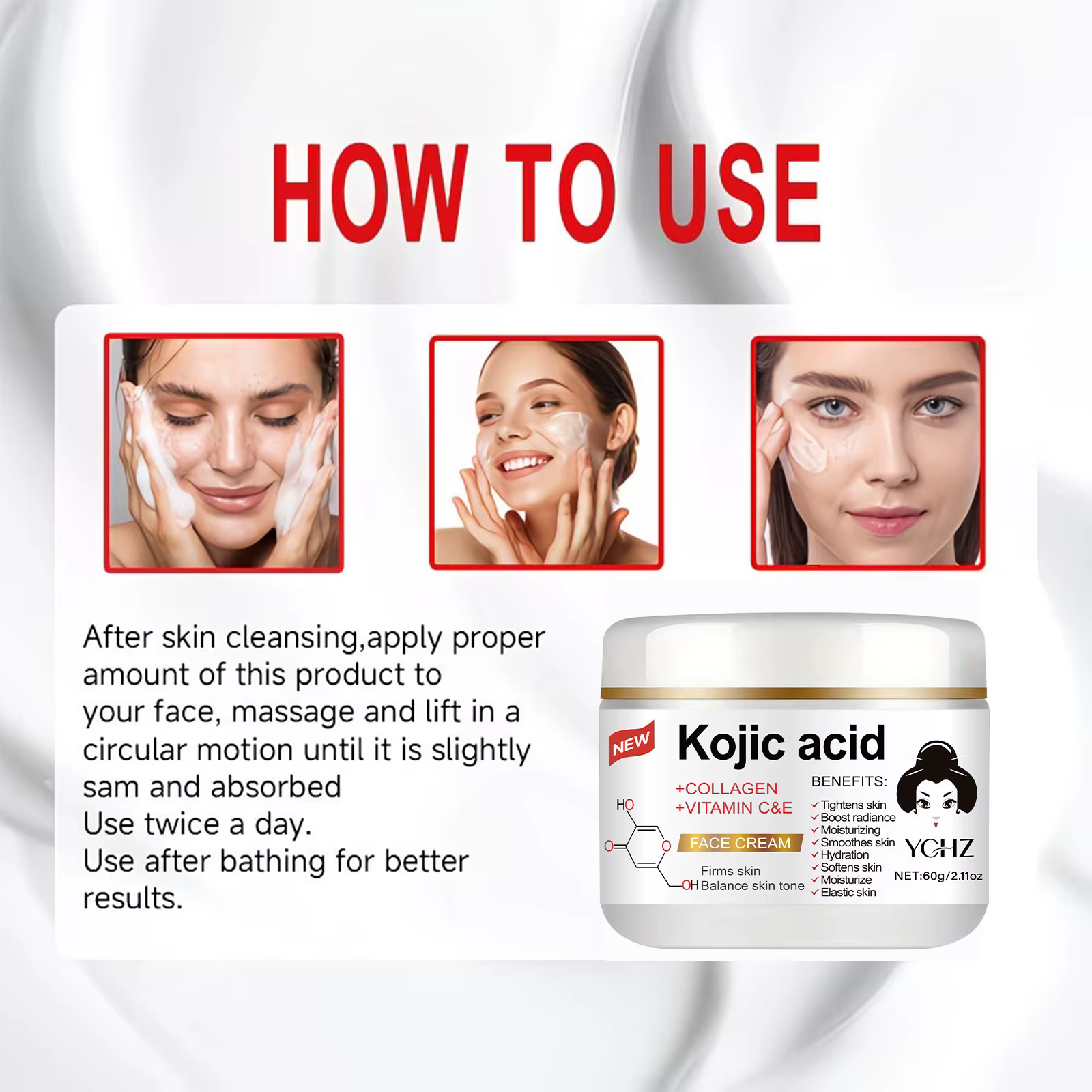 Crème hydratante à l'acide kojique 60g