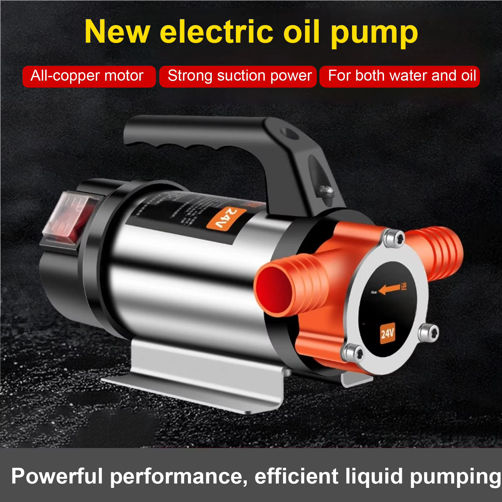Pompe Électrique DC 12V 24V 48V 220V pour Huile et Eau Portable Haute Puissance Usage Industriel ou Véhicule Pompe Diesel avec Poignée