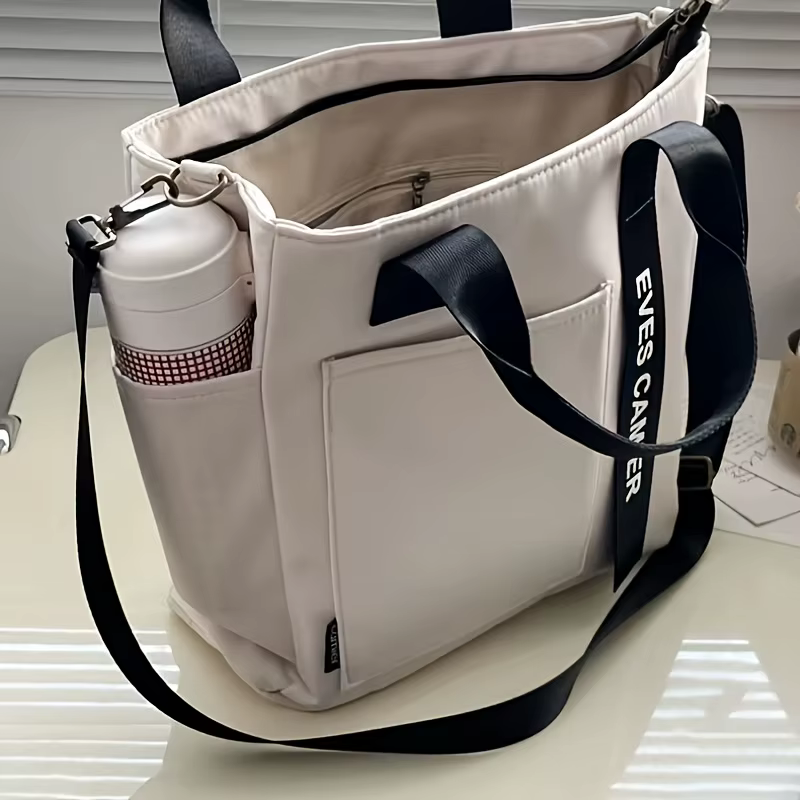 Sac fourre-tout en toile, sac à main simple à la mode, sac à bandoulière pour femmes, sac de transport à main, sac polochon avec fermeture à glissière