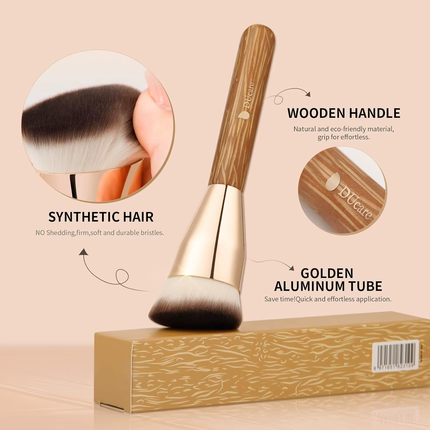 DUcare pinceau de fond de teint coudé professionnel crème liquide poudre brosse profilée mélange et polissage visage maquillage outil cosmétique