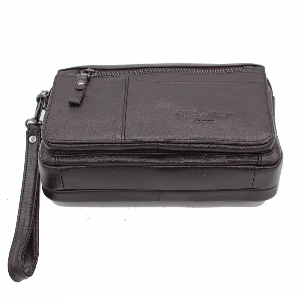 Hommes pochette portefeuille sac Long sac à main en cuir véritable étui à cigarettes porte-carte poche véritable peau de vache mâle argent pratique sacs de poignet