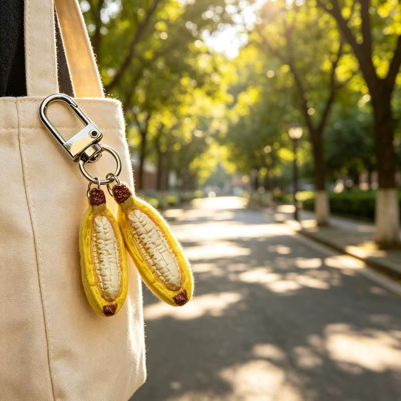 Porte-clés en résine avec motif banane pour la relaxation et la guérison de l'anxiété, fait main pour une vie sans stress