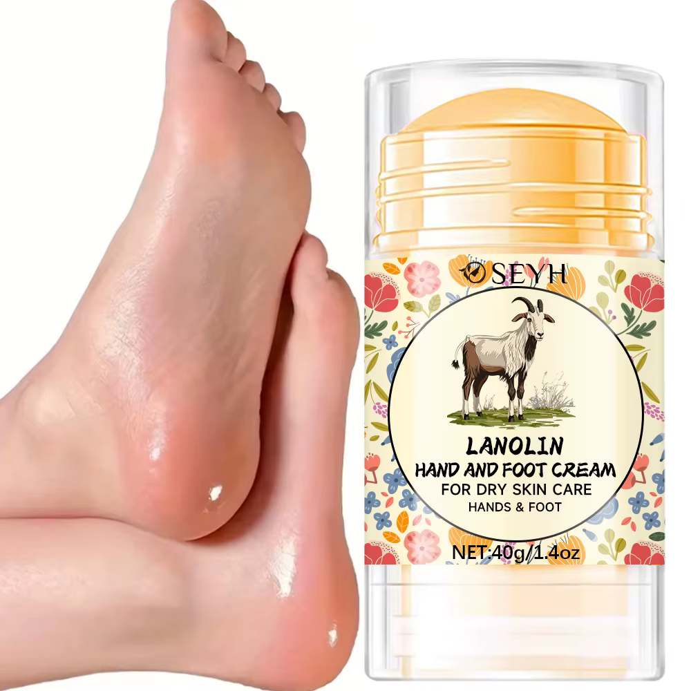 SEYH 40g Lotion pour mains et pieds secs et craquelés riche en laine graisse acide hyaluronique vitamine E hydrate la peau longue durée Portable