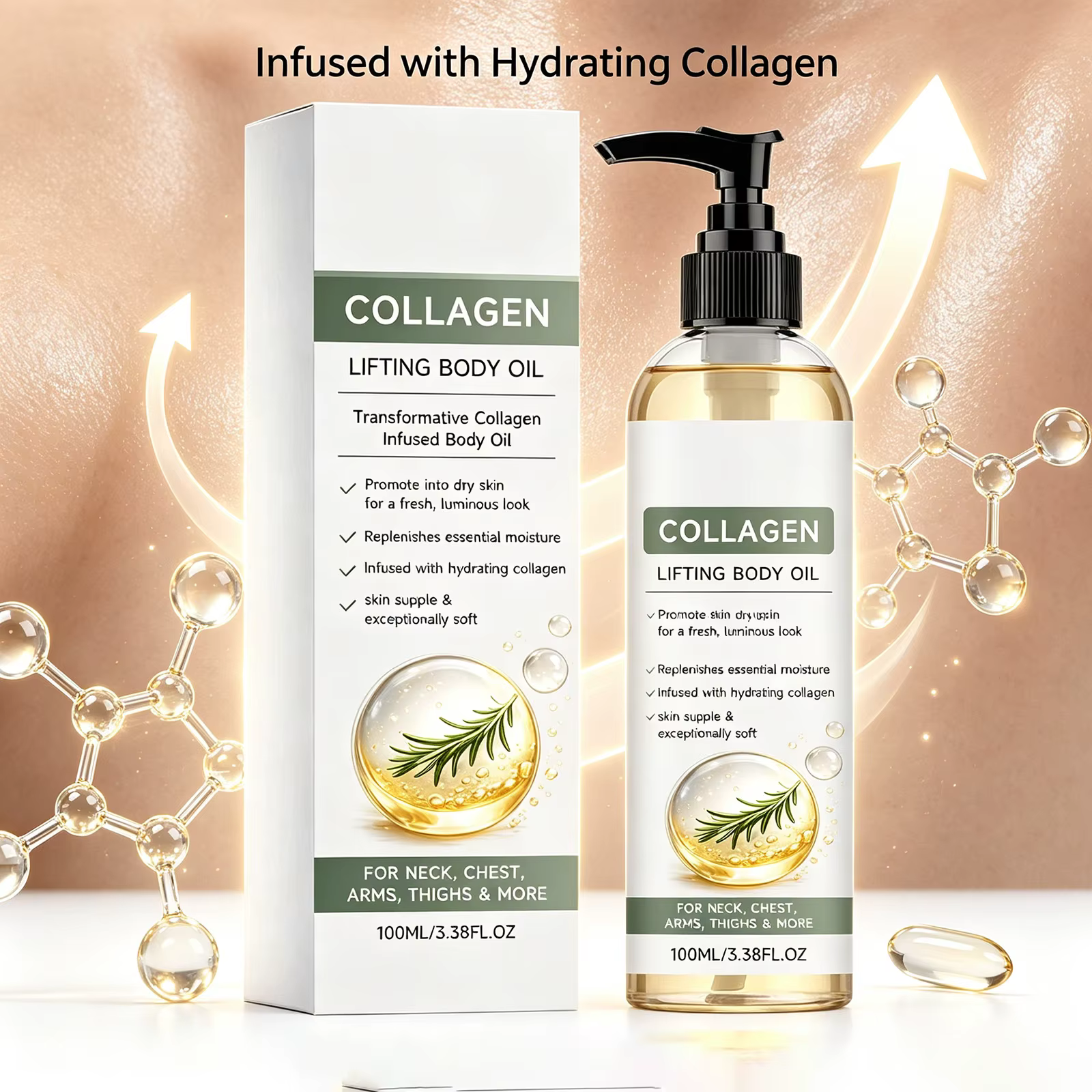 Huile corporelle au collagène et à la rosemarie 100ml