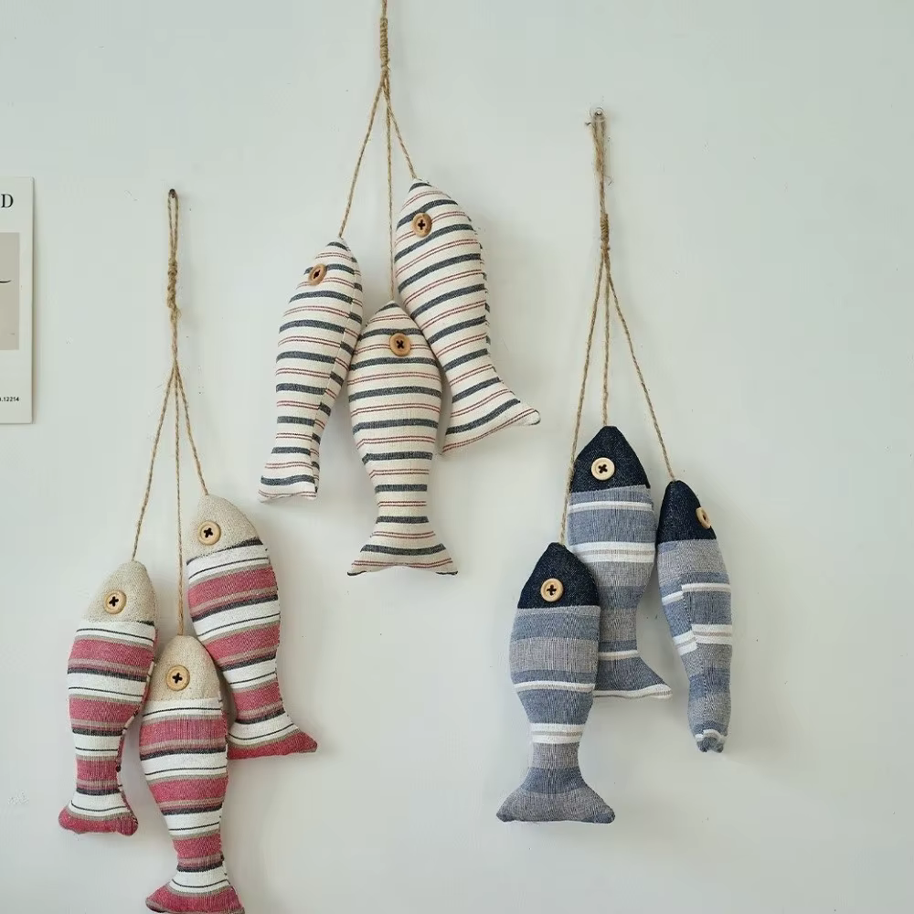 Pendentif Poisson Méditerranéen Amusant, Série Océan Rustique, Petit Poisson Fait Main, Ornement de Poisson Porte-Bonheur, Décoration Suspendue