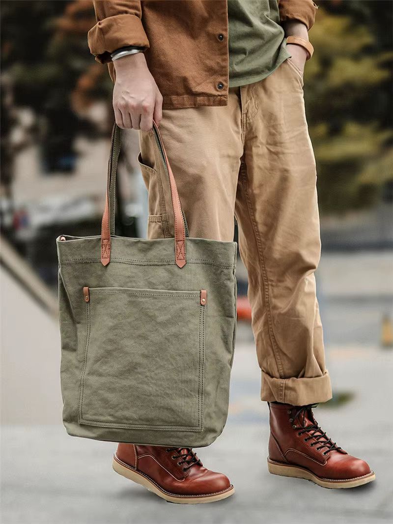 Sac fourre-tout en toile de cuir véritable pour hommes, sac à bandoulière vintage, sac à main de grande capacité, sac à bandoulière pour voyage, travail de luxe, extérieur, ordinateur portable