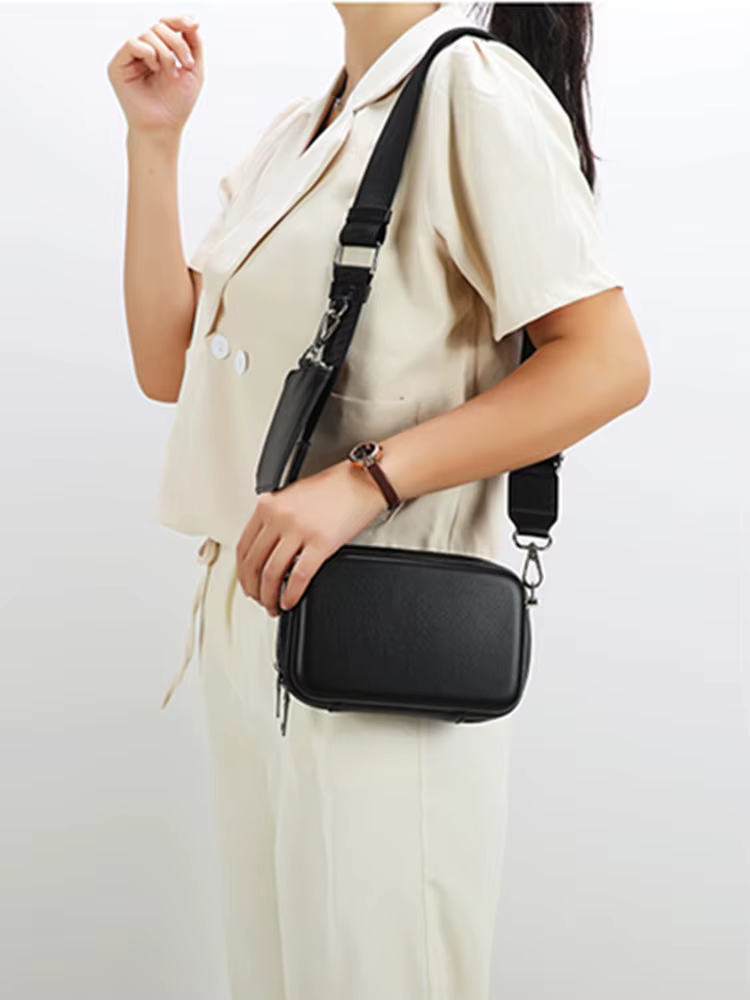 Sac à bandoulière rigide unisexe, sac à bandoulière noir, mode décontractée, évaluation de voyage, passeport et portefeuille