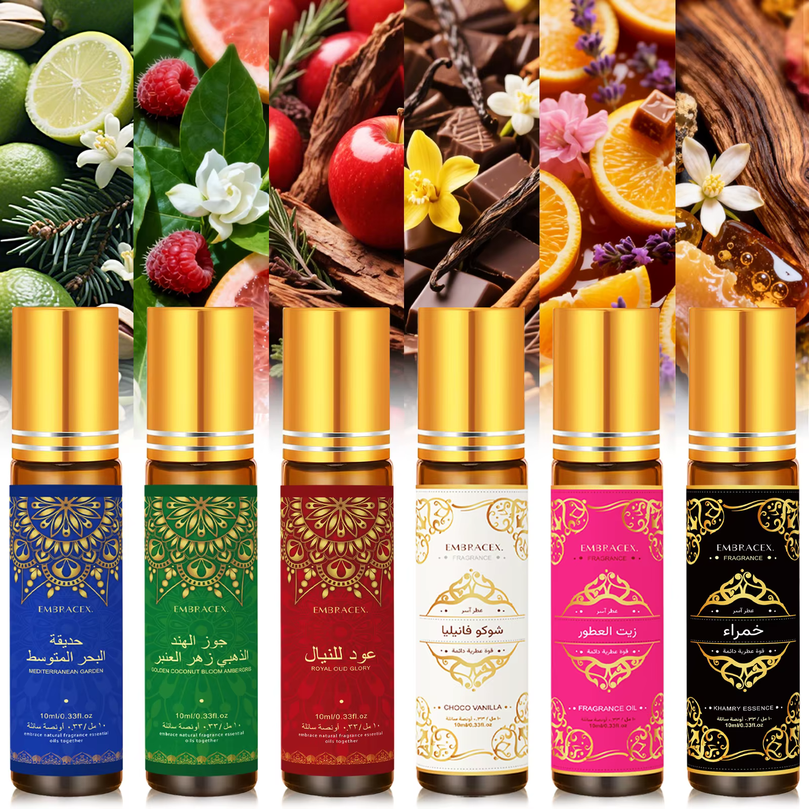 8PC/1PC 10ml Huiles essentielles en roll-on Cadeau Eid al-Fitr Humidificateur Six parfums longue durée