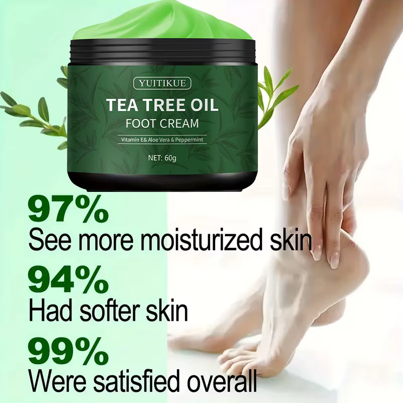 YUITIKUE Crème pour les pieds à l'huile d'arbre à thé - Vitamine E Aloe Vera