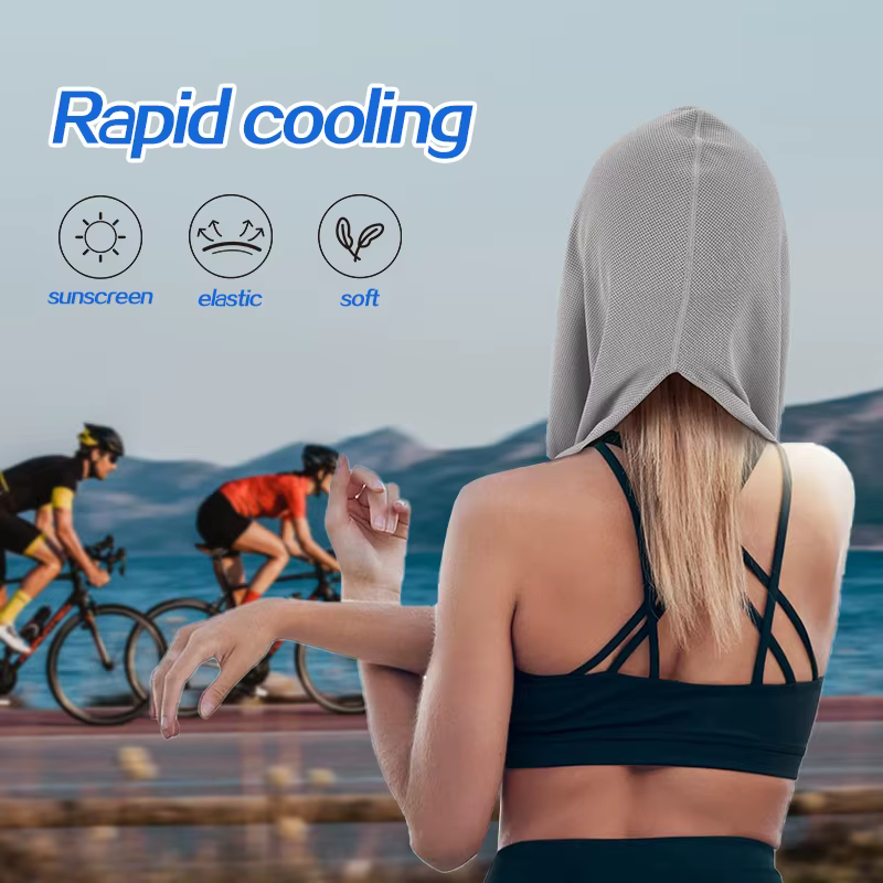 Serviette à capuche rafraîchissante - Serviette à capuche, technologie de refroidissement par évaporation, refroidit instantanément lorsqu'il est humide, idéale pour le sport, le fitness, la salle de