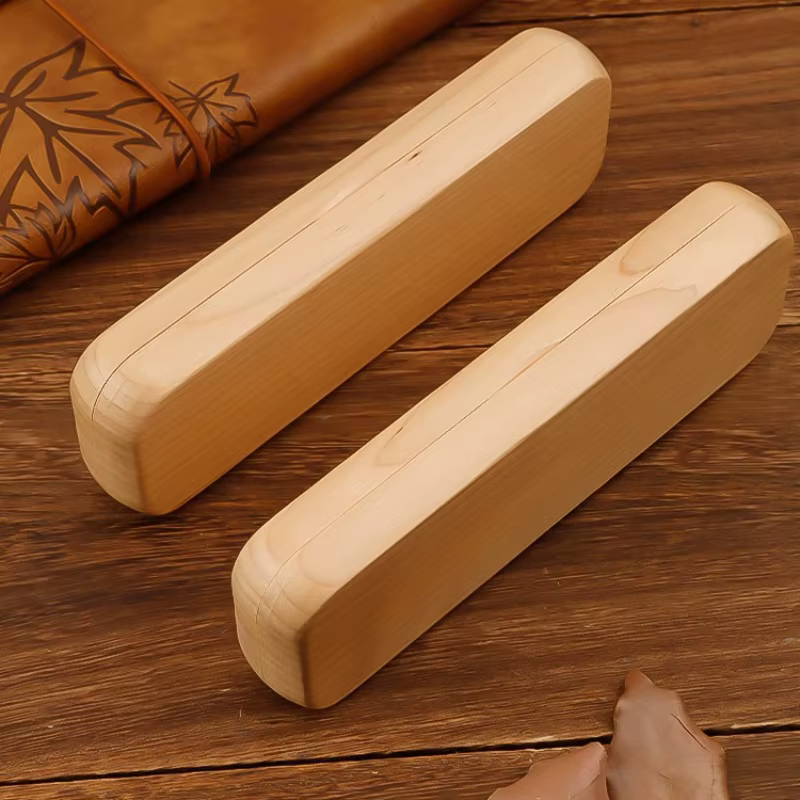 Boîte à stylos en bois naturel faite à la main, étui à crayons en bois, stylo plume portable, évaluation, stockage, bureau, fournitures scolaires, cadeau