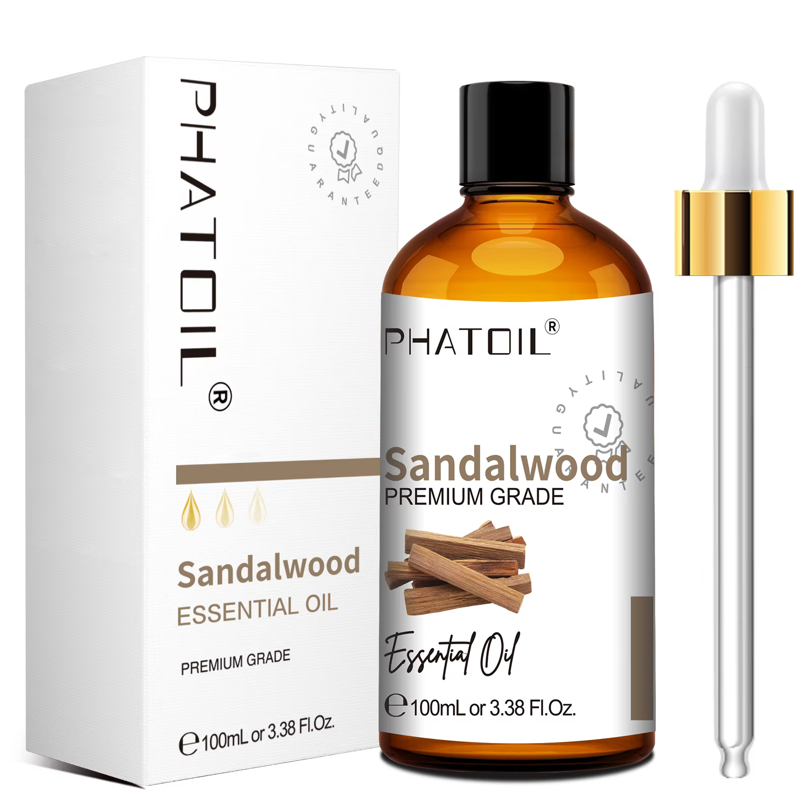Huile Essentielle Naturelle PHATOIL pour Diffuseur et Fabrication de Bougies - 100ml - Bois de Santal