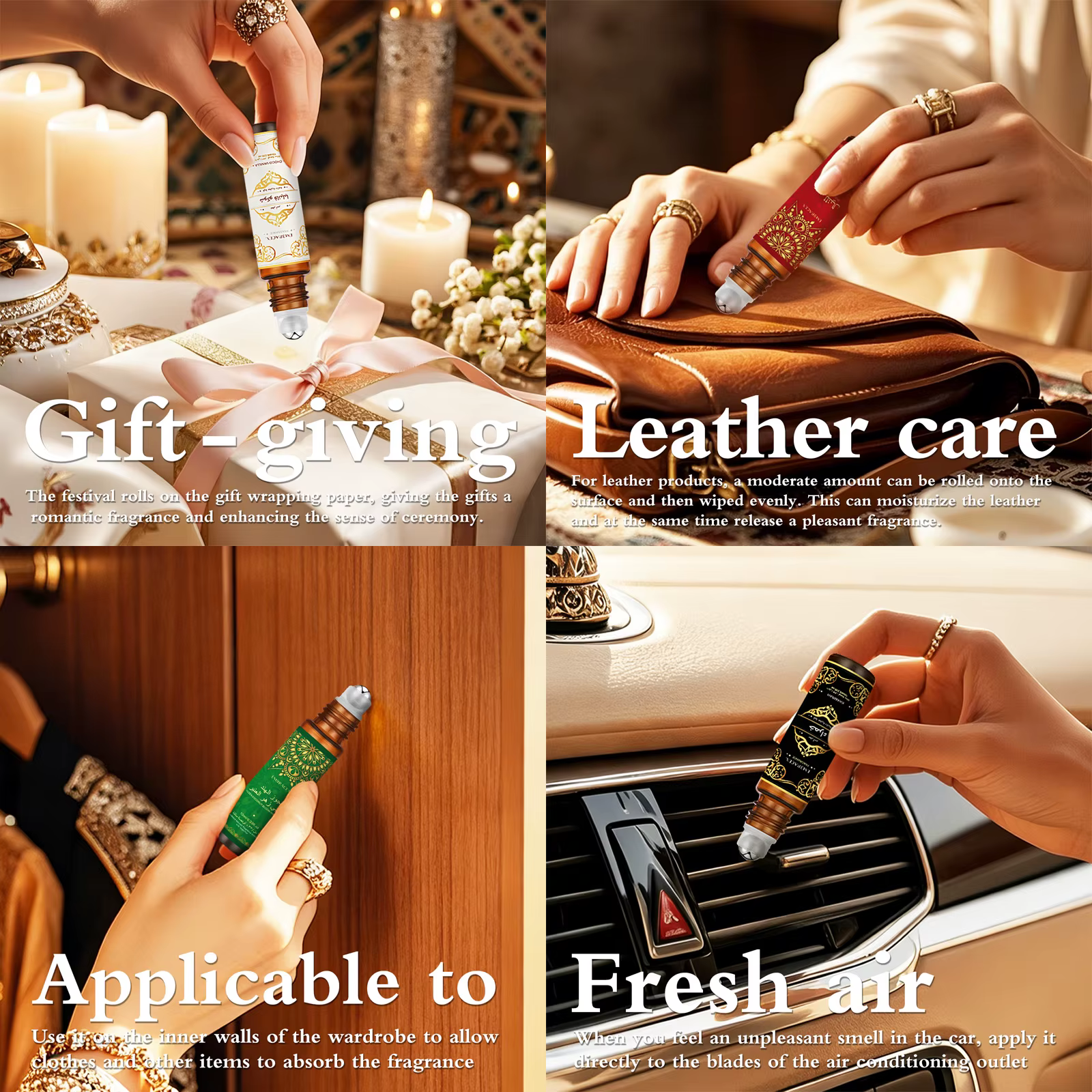 8PC/1PC 10ml Huiles essentielles en roll-on Cadeau Eid al-Fitr Humidificateur Six parfums longue durée
