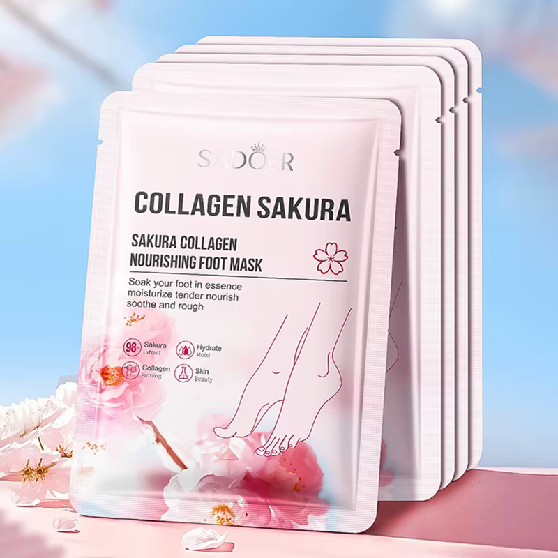 5 paires de masques nourrissants pour les pieds au collagène Sakura SADOER
