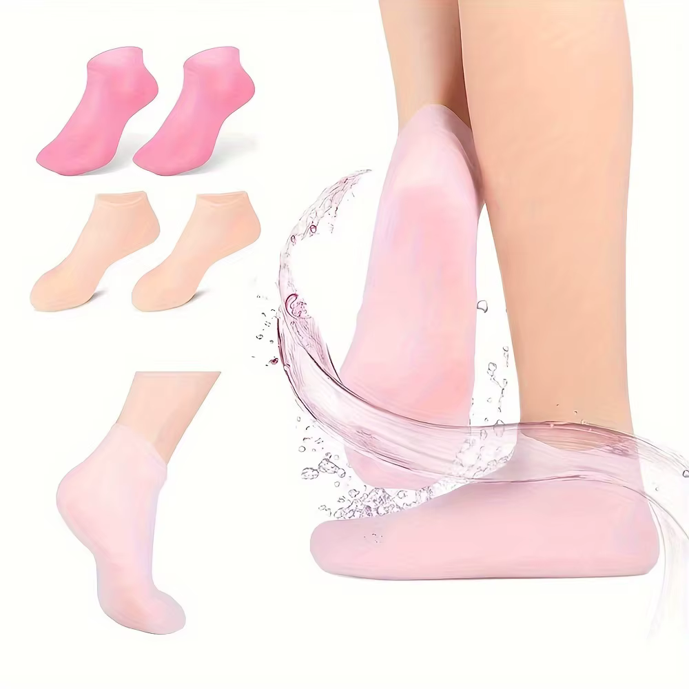 Lot de 2 chaussettes hydratantes en Gel de Silicone pour pieds secs et craquelés