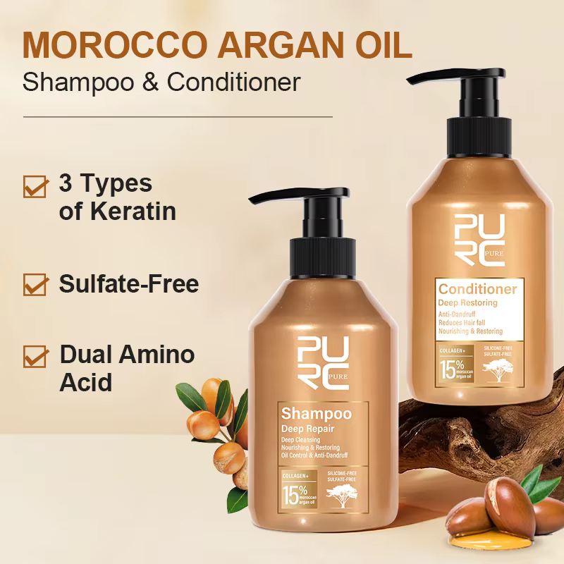 PURC réparation traitement des cheveux endommagés huile d'argan maroc acide aminé kératine lissage sans sulfate