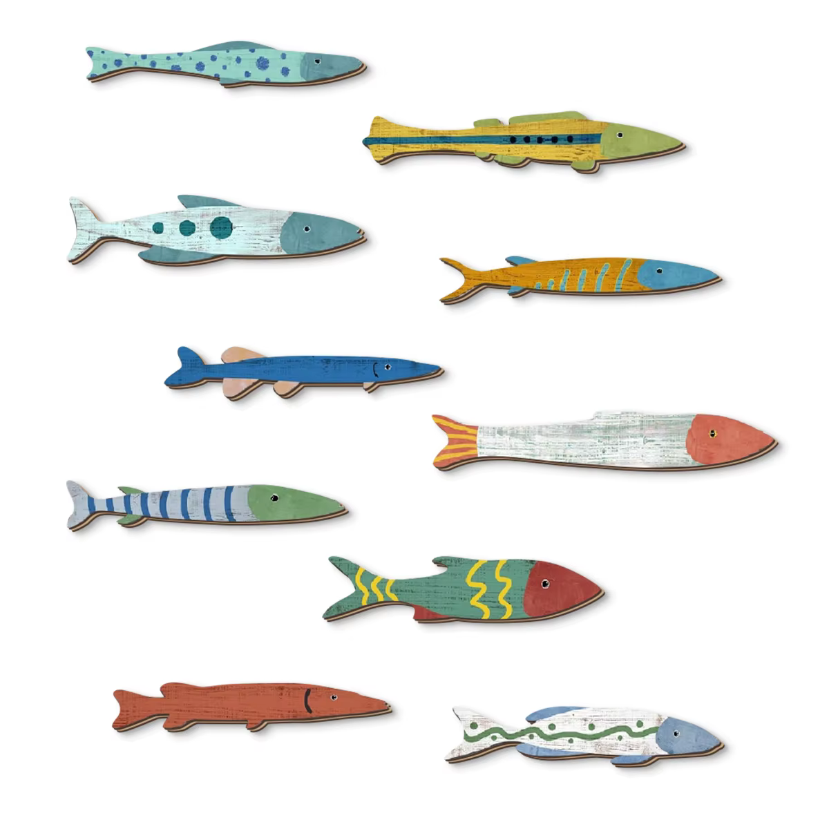 Décorations murales de poisson en bois peintes à la main colorées : ajoutez un charme d'éclaboussures d'océan vers votre espace