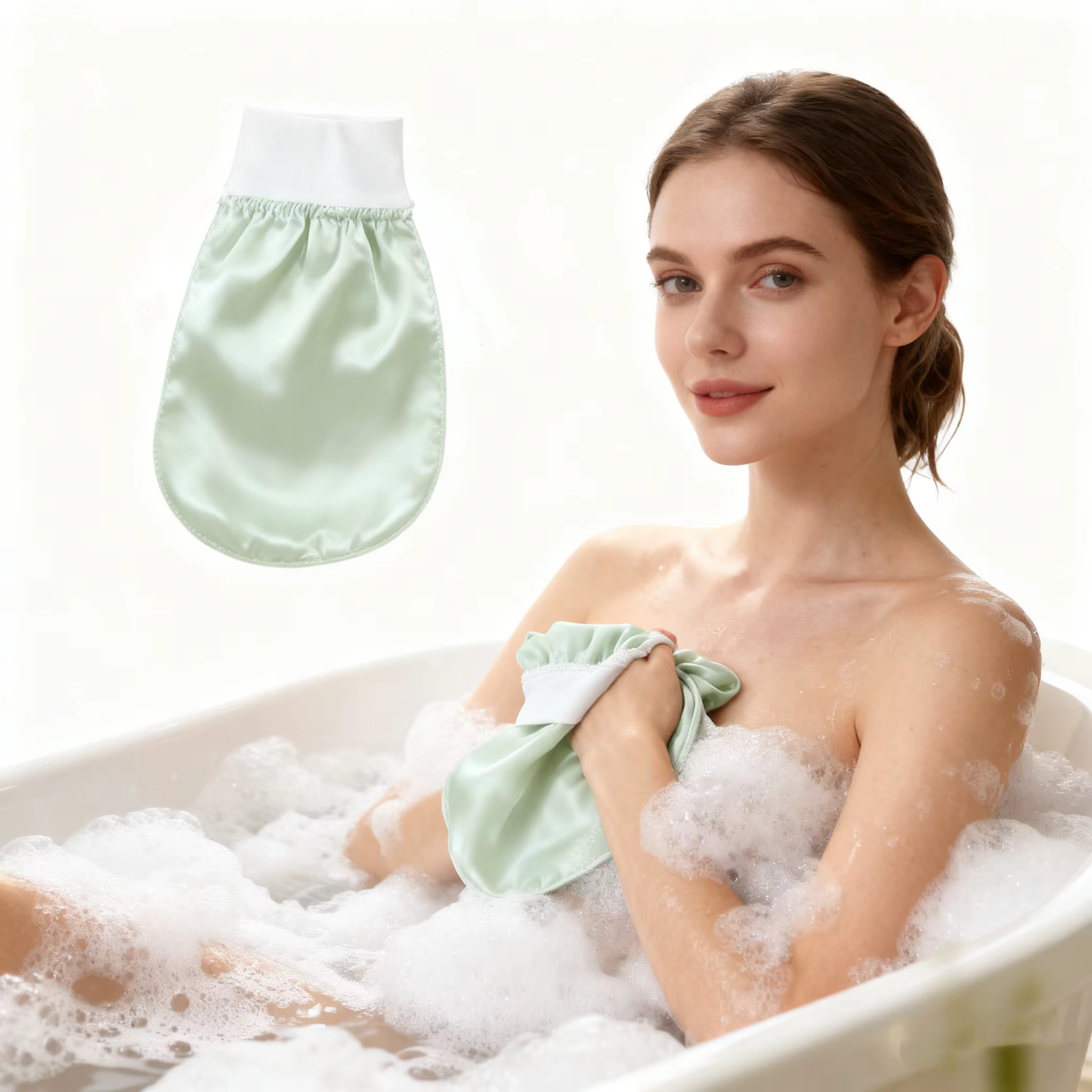 Gant de lavage exfoliant en soie pour le visage