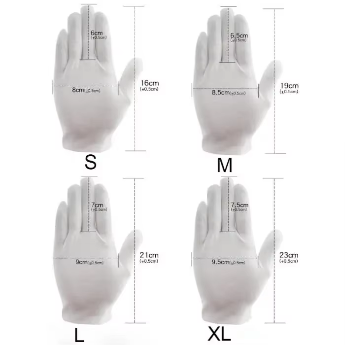 12 paires de gants en coton blanc pour les mains sèches