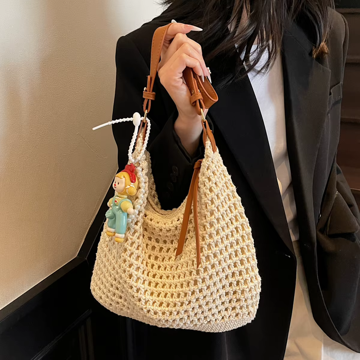 Sac de voyage tissé à la main sac de paille de grande capacité femme 2025 nouveau sac à bandoulière de plage sac fourre-tout d'été bord de mer jouer voyage vêtements de travail pour travailler à l'éco