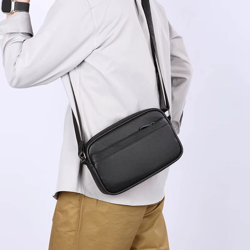 Sac à main en cuir de vache pour hommes, petit sac à bandoulière en cuir véritable de haute qualité, pochette de jour décontractée pour hommes, sac pour téléphone