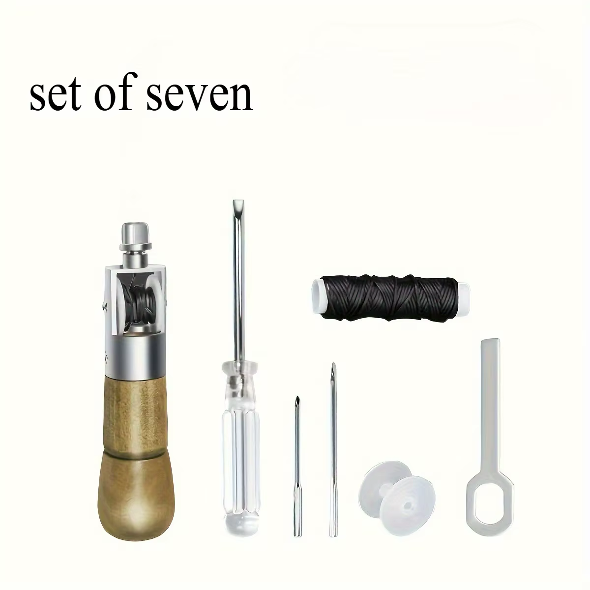 Kit de couture 7 pièces pour réparation du cuir, artisanat et meubles de bricolage. Aiguilles professionnelles, faciles à utiliser pour des coutures précises.