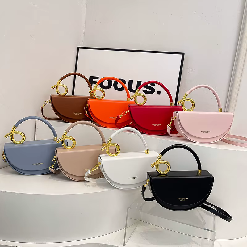 Petits sacs à bandoulière pour femmes, sac de selle demi-cercle de styliste, 8 couleurs, sac à main en cuir Pu, marque de luxe, sacs à bandoulière pour dames