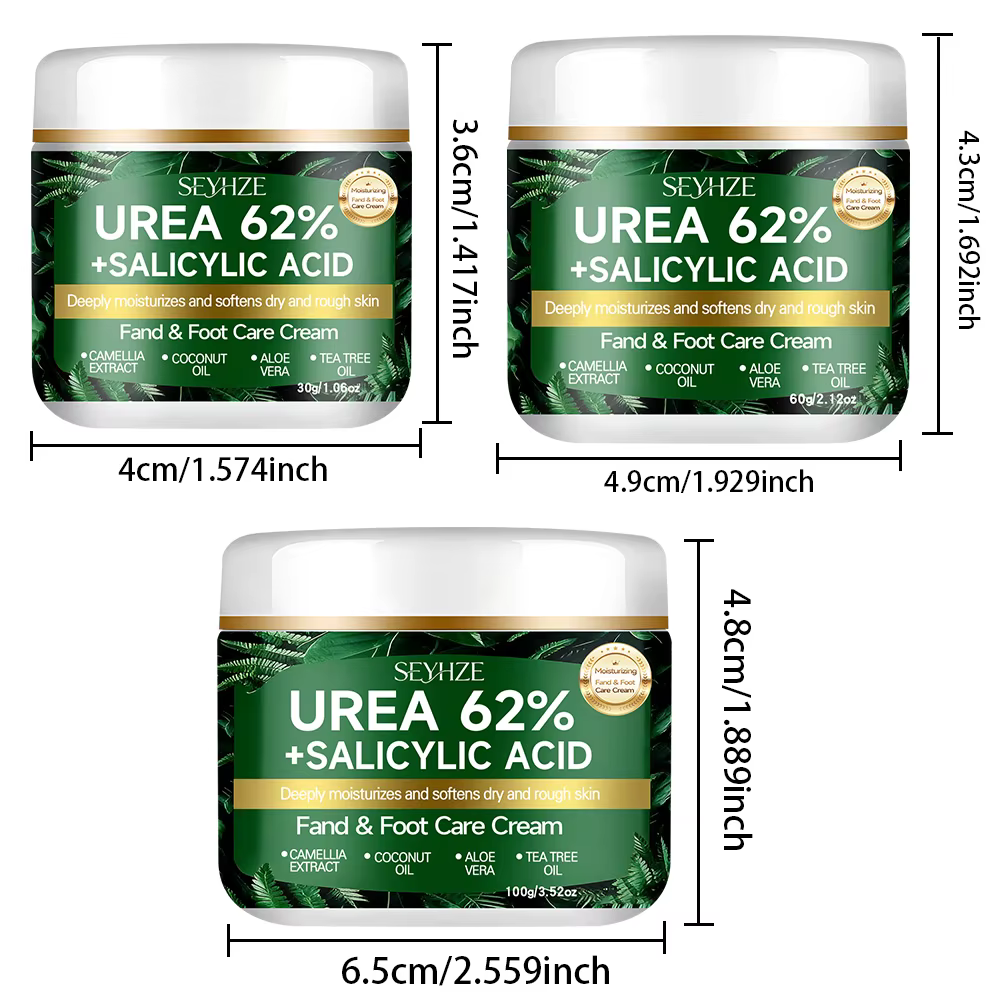 Crème pour les pieds SEYHZE avec 62% d'urée et d'acide salicylique pour peaux sèches et rugueuses
