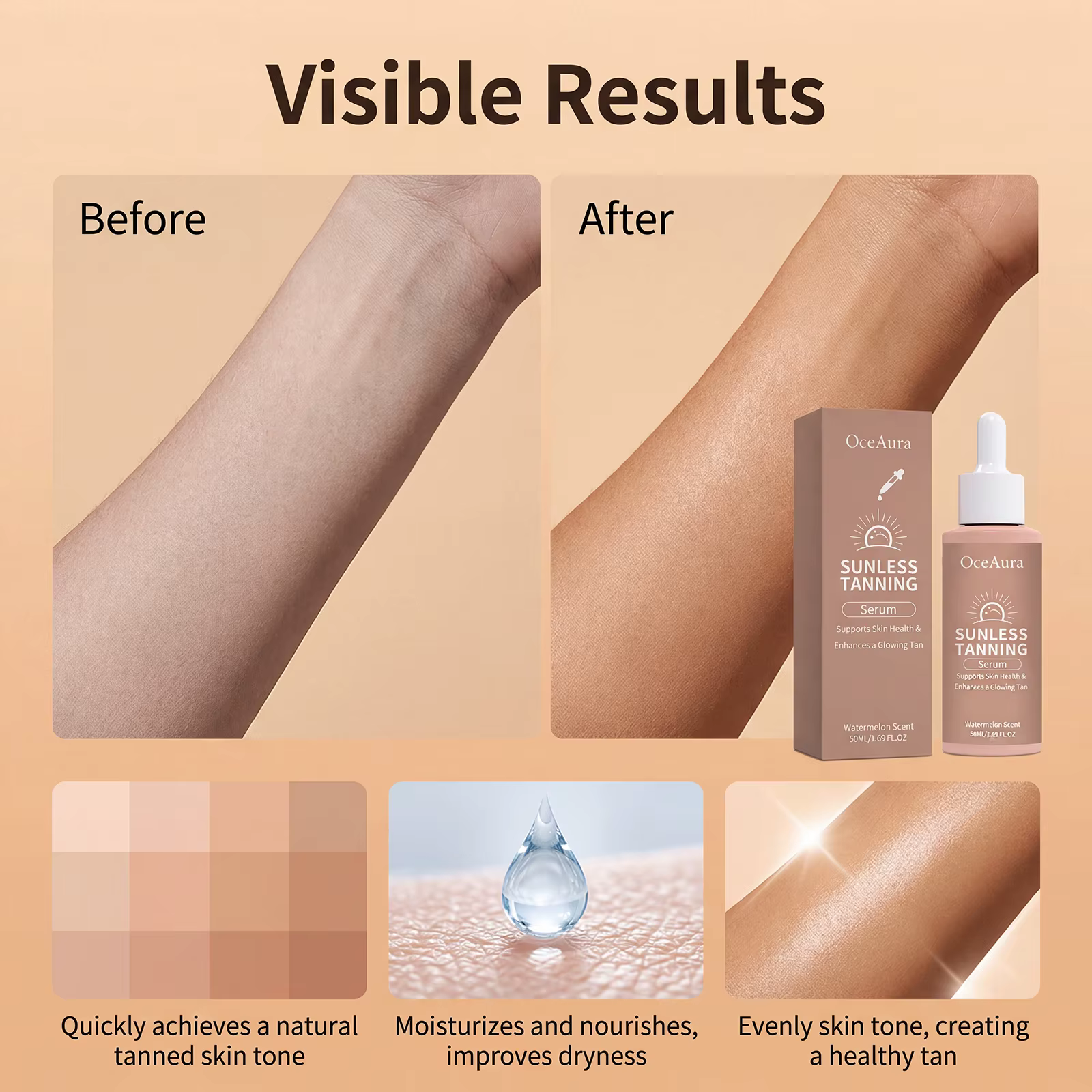 Sérum autobronzant naturel pour le corps