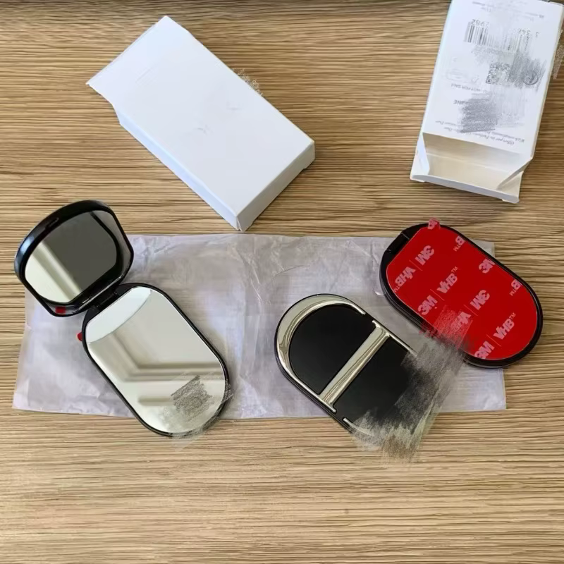 Miroir de maquillage avec support pour téléphone portable, miroir double face avec boîte