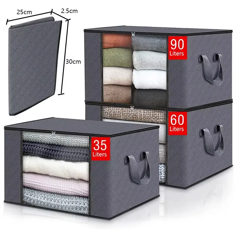 Sac de Rangement Pliable de Grande Capacité pour Vêtements, Couverture, Placard de Chambre à Coucher