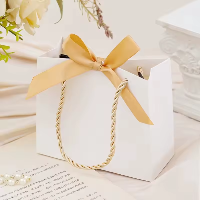 Sacs cadeaux de remerciement avec poignées, Mini sac à main rose avec ruban à nœud, sac de cadeaux de fête en vrac pour fournitures de mariage de Festival