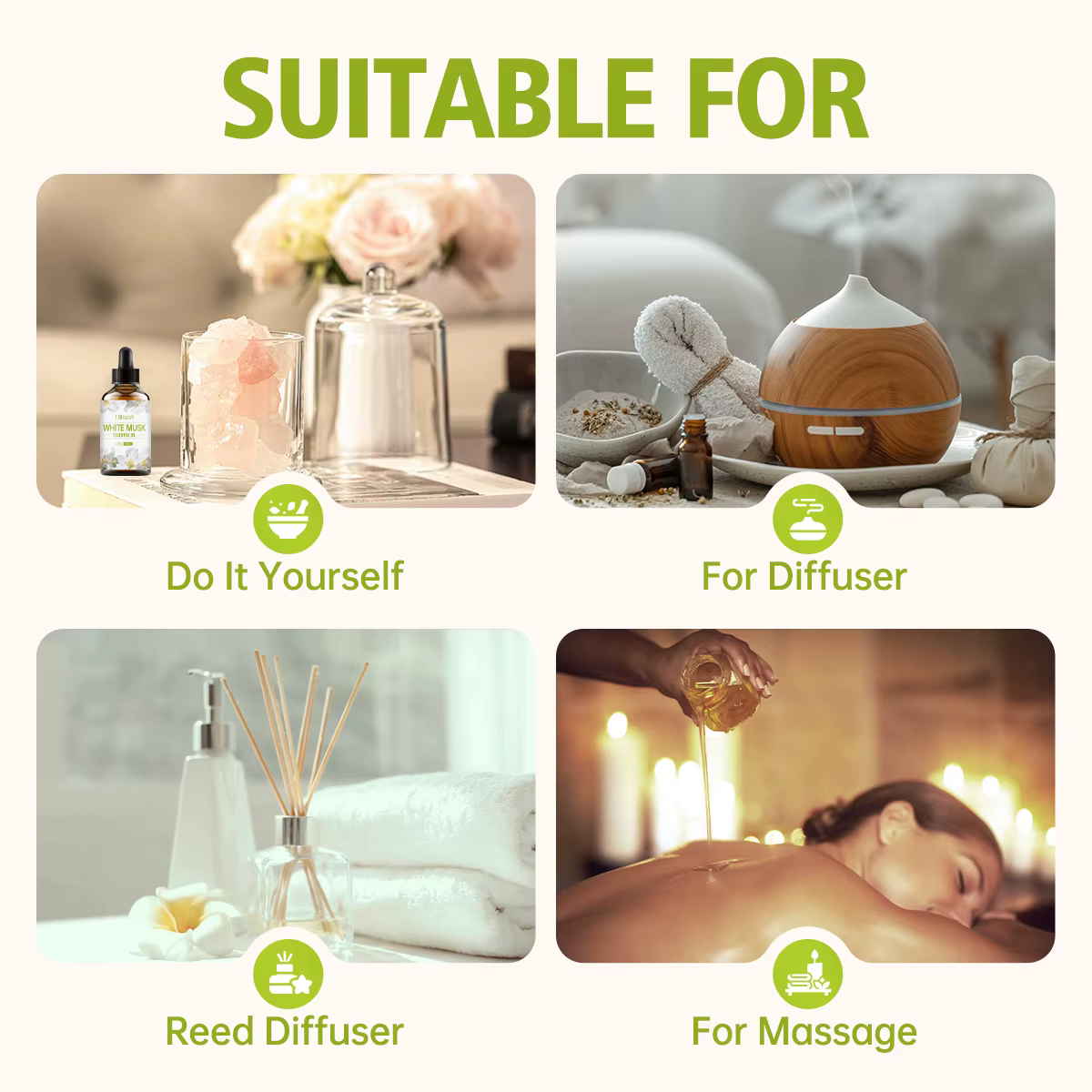 Huile essentielle de musc blanc vanille blanche riche odeur soins de la peau